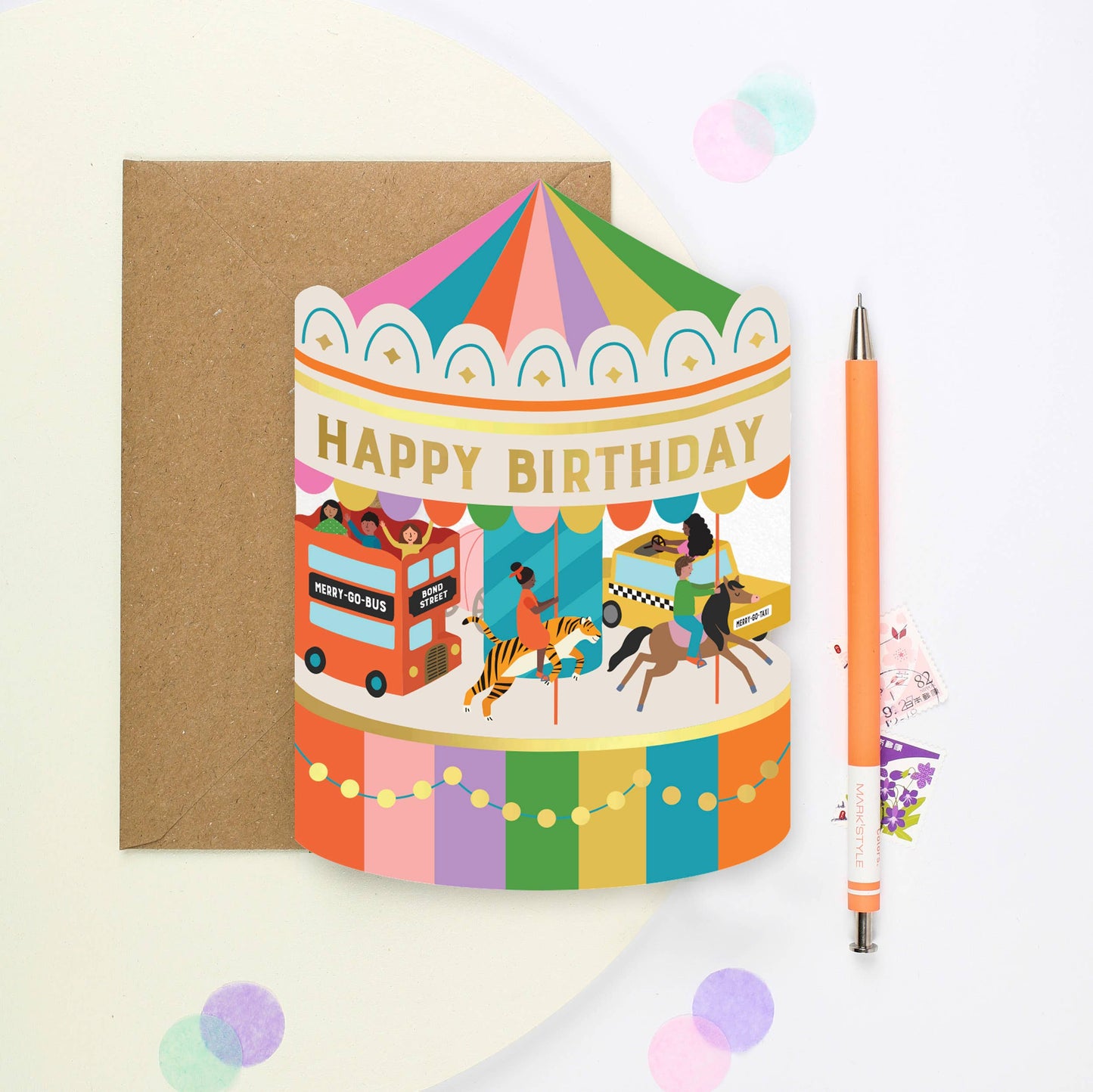 Fairground Carousel Birthday Card