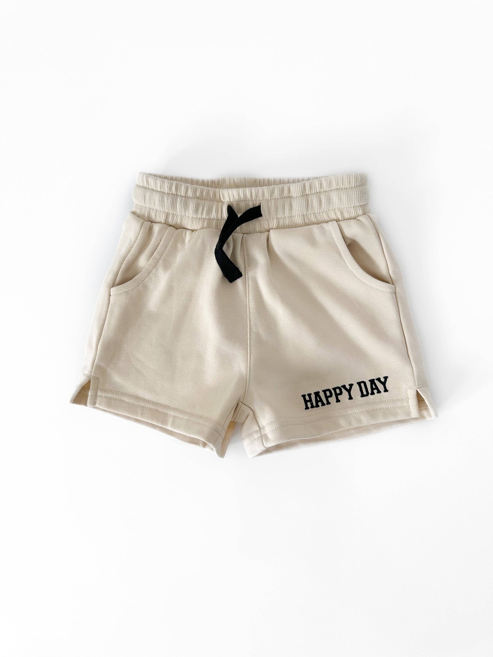 "Happy Day" Fleece Sweat Short | Sand