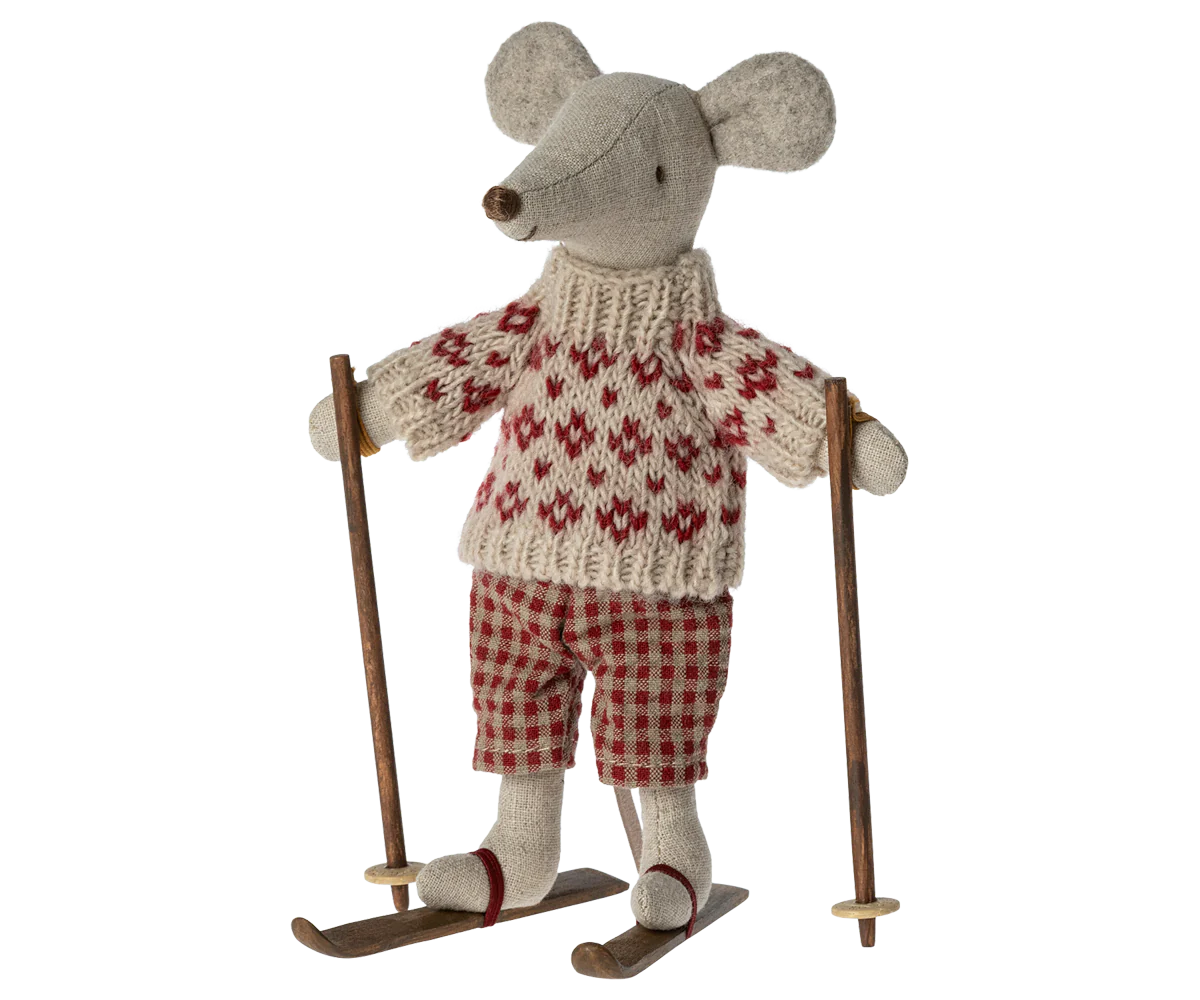 Maileg Winter Mouse with Ski Set | Mom Mouse