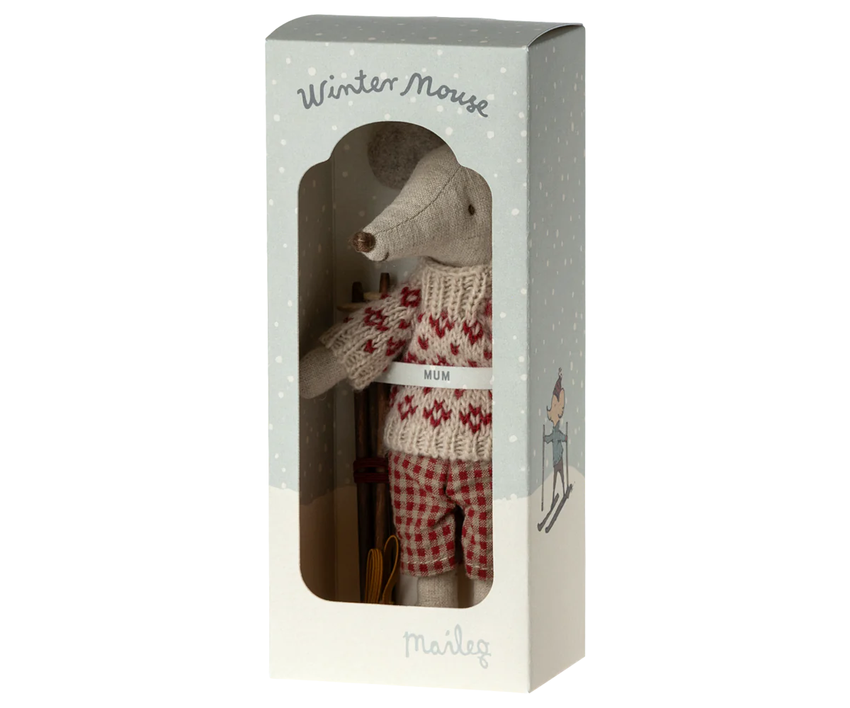 Maileg Winter Mouse with Ski Set | Mom Mouse