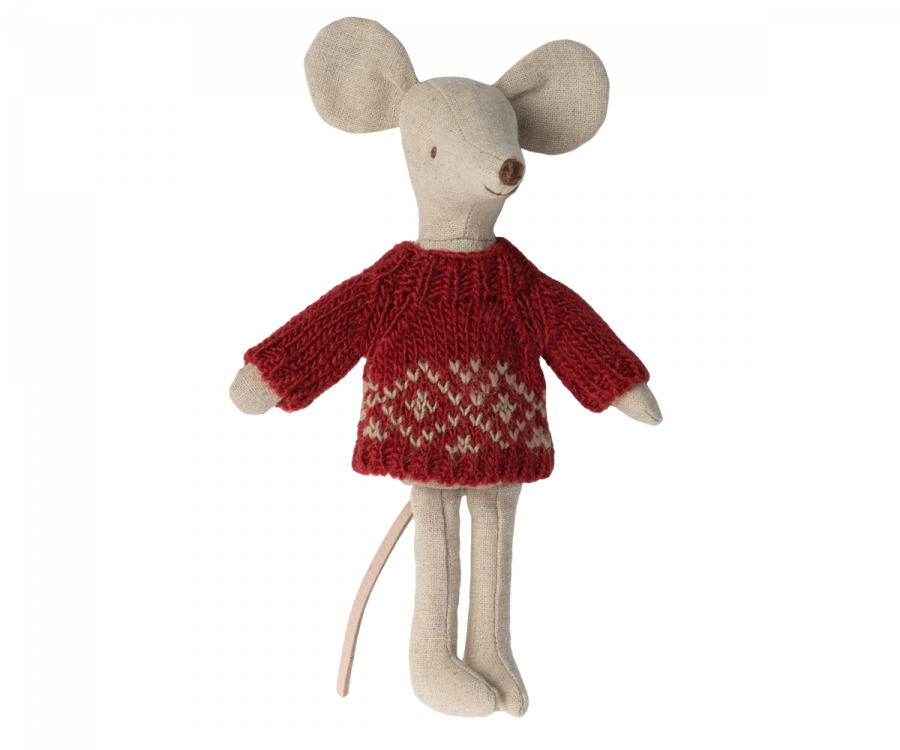 Maileg Knitted Mouse Sweater | Red