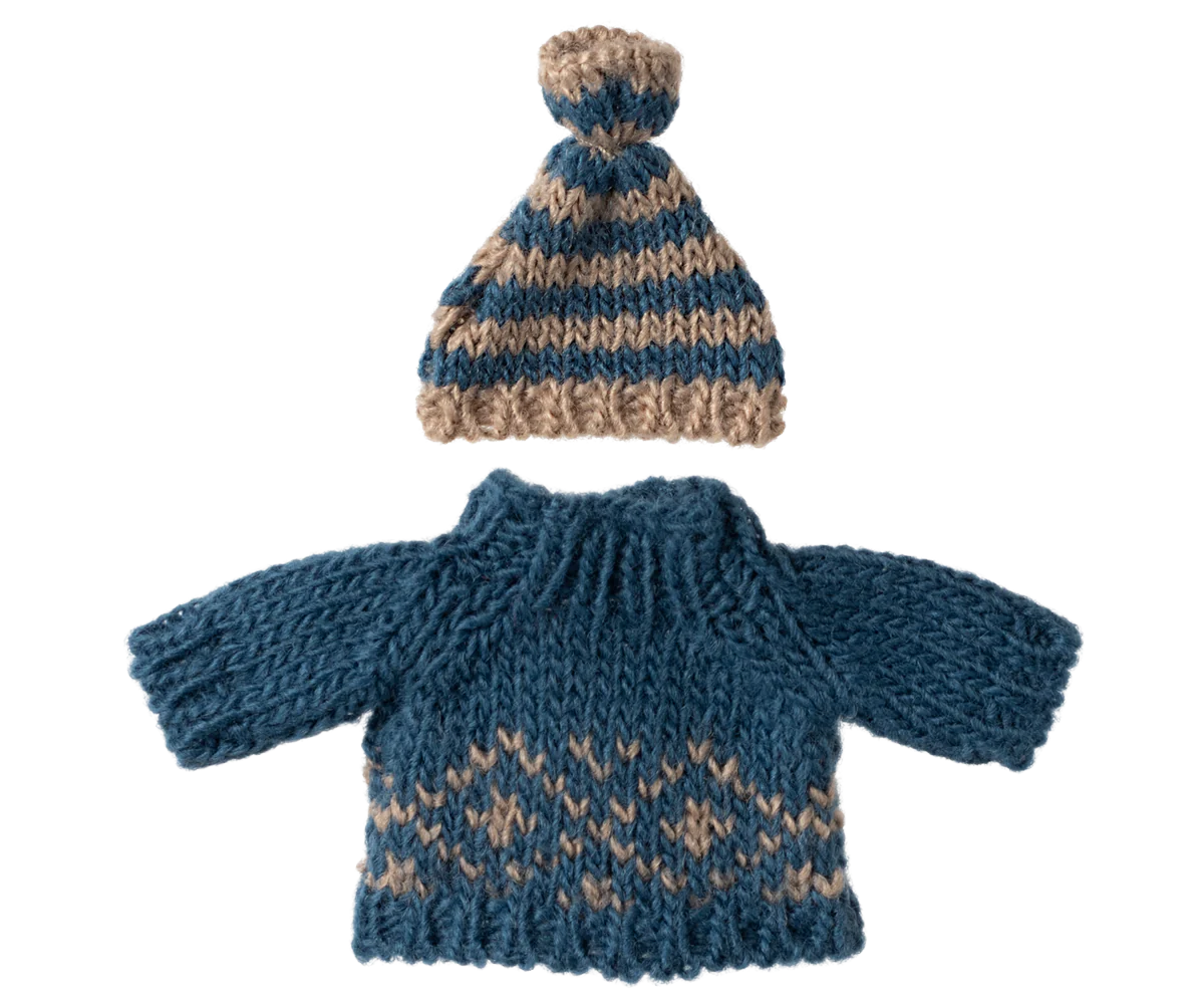 Maileg Knitted Sweater and Hat | Dad Mouse