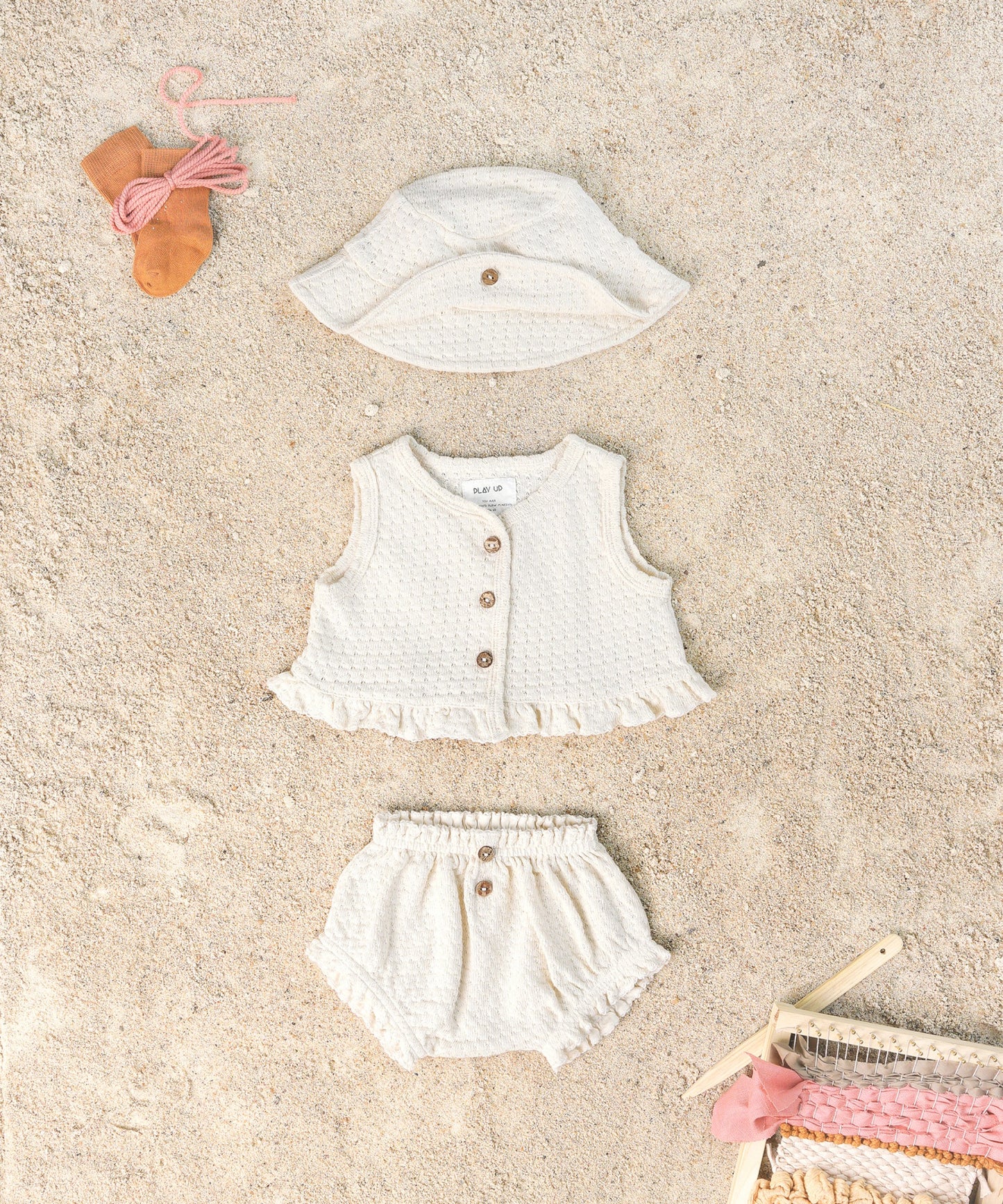 Play Up Textured Knitted Baby Bloomers | Cream