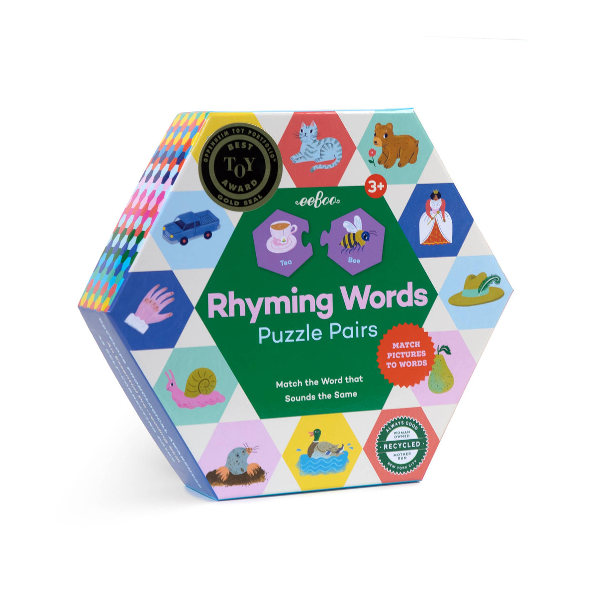 eeBoo Rhyming Words Hexagon Puzzle Pairs