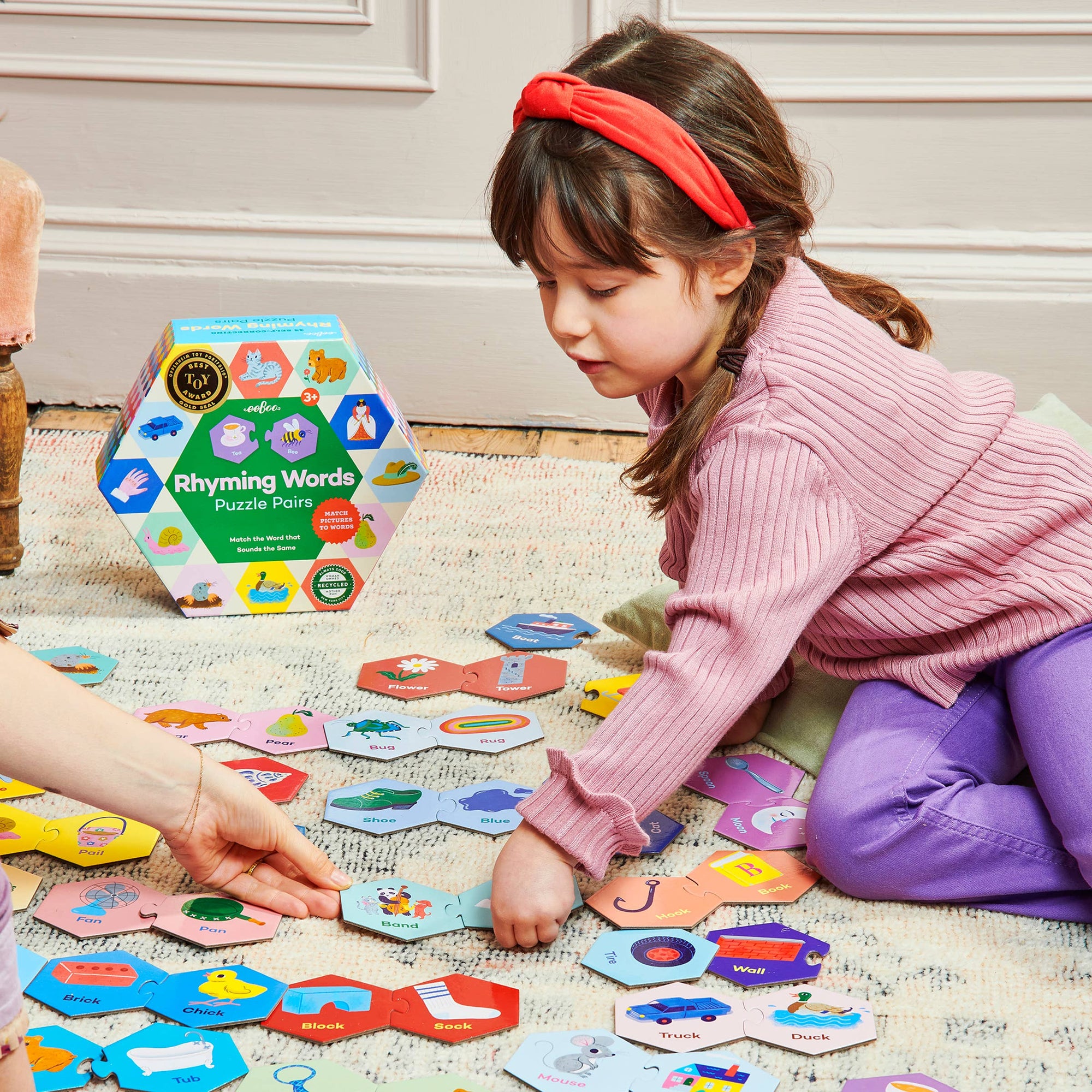 eeBoo Rhyming Words Hexagon Puzzle Pairs