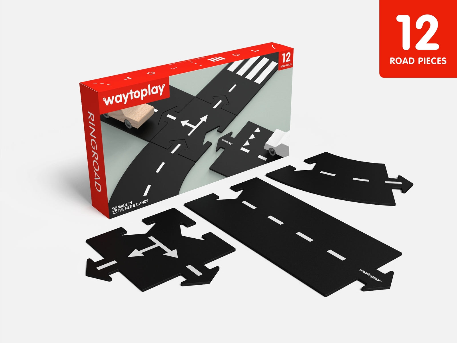 WaytoPlay 12 Piece Flexible Road Set | Ringroad