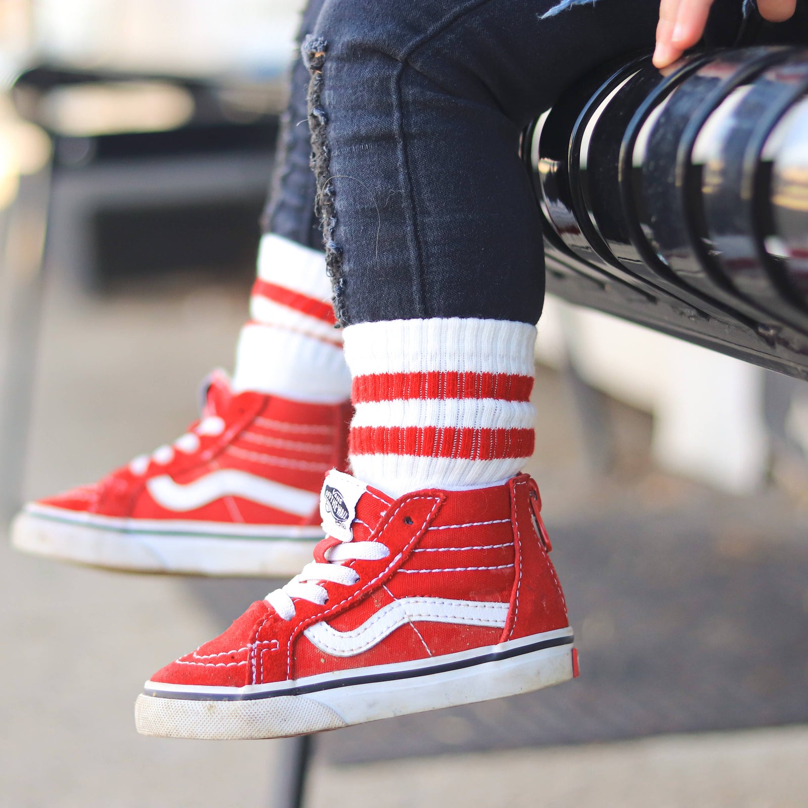 Red + White Striped Socks