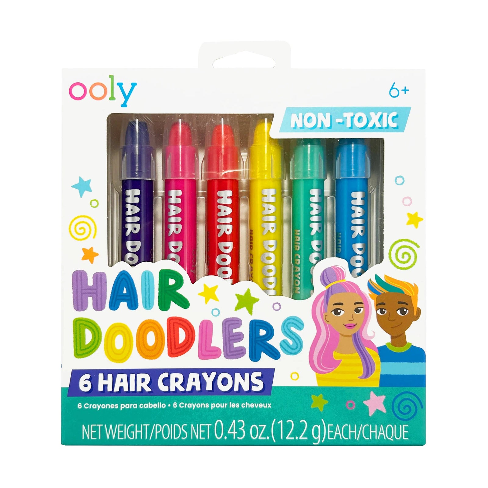 OOLY Hair Doodlers Hair Crayons | Set of 6 Colors