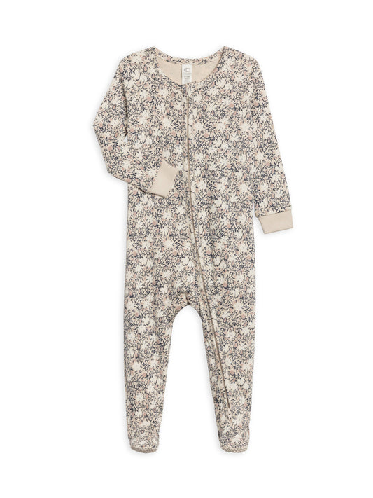 Colored Organics Baby Peyton Footed Sleeper | Verbena Floral/Wren + Navy