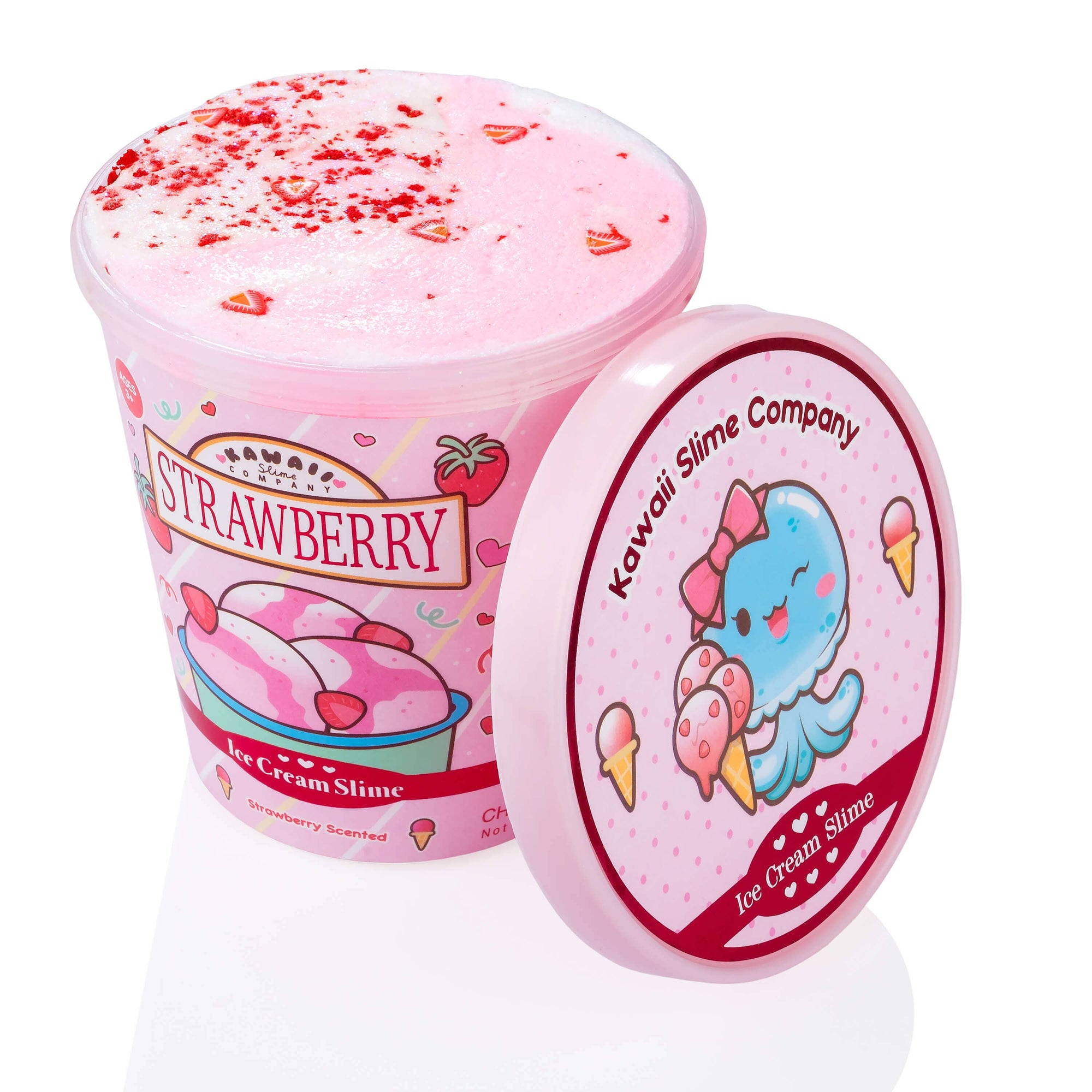 Kawaii Slime Company  Strawberry Scented Ice Cream Pint Slime