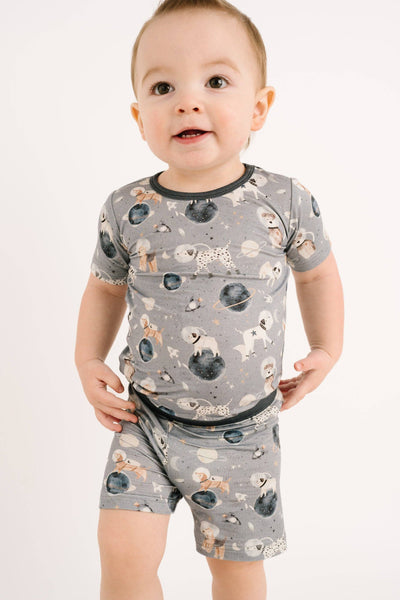 Astronaut Pups Bamboo Shorts Set