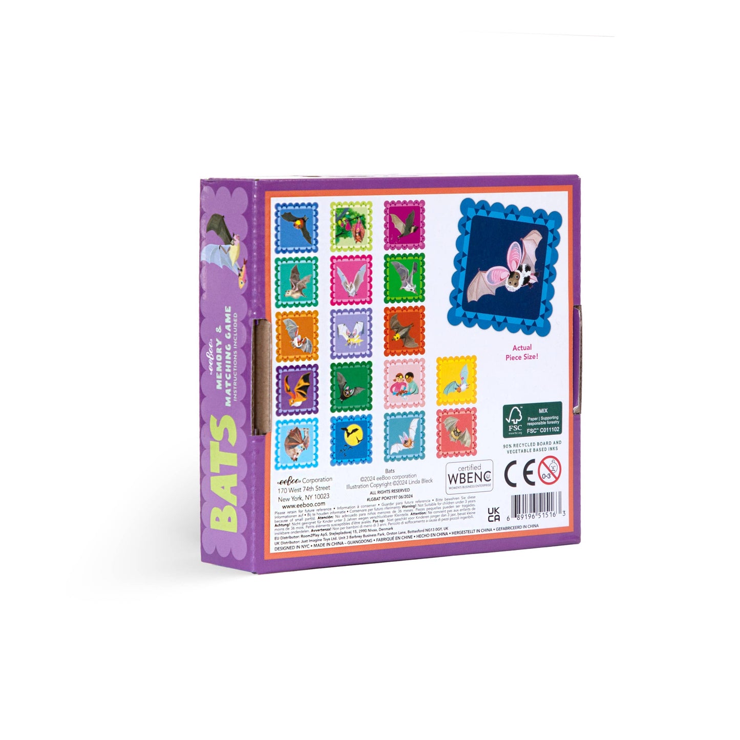 eeBoo - Bat Little Square Memory & Matching Game