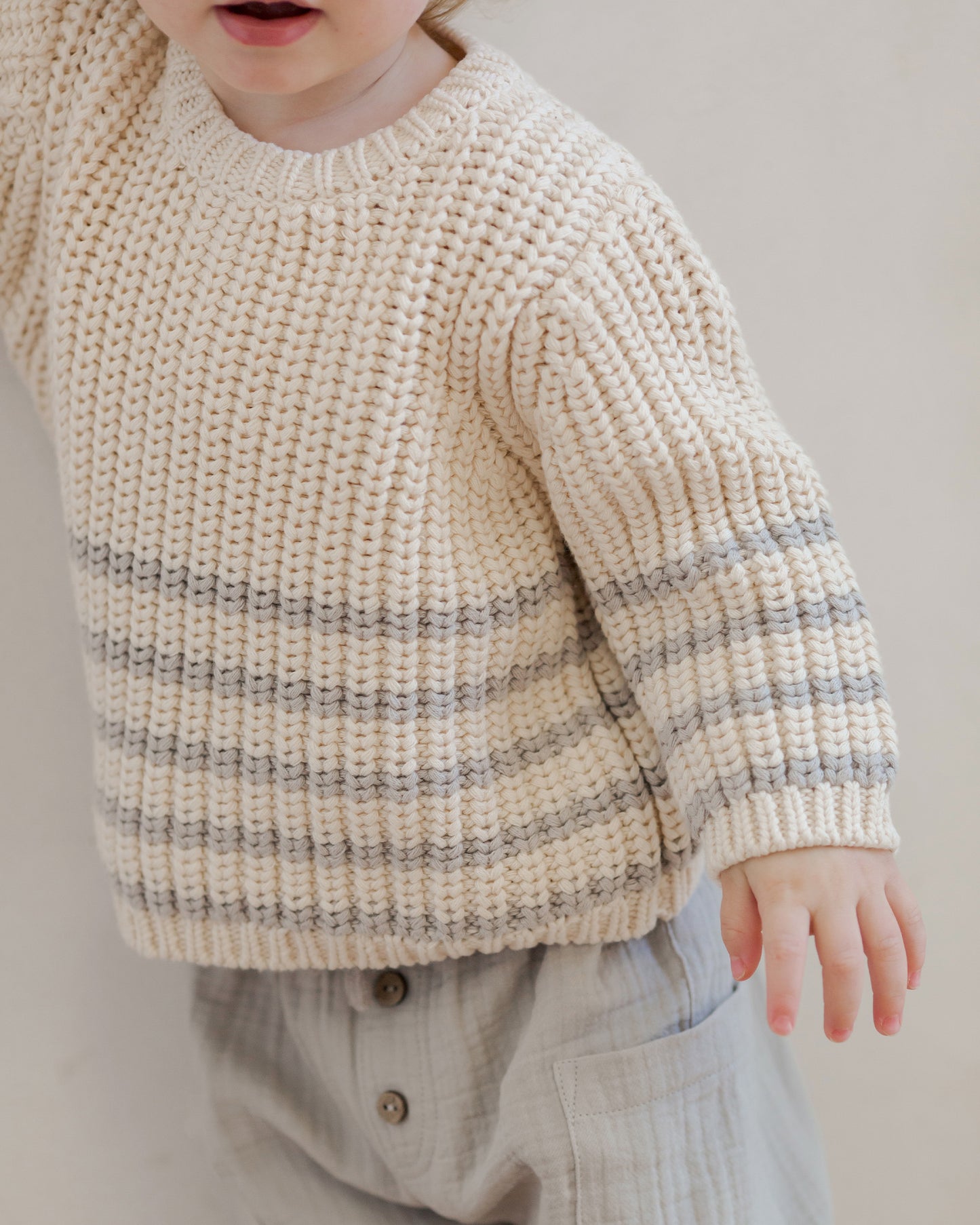 Quincy Mae Rex Sweater | Fog Stripe