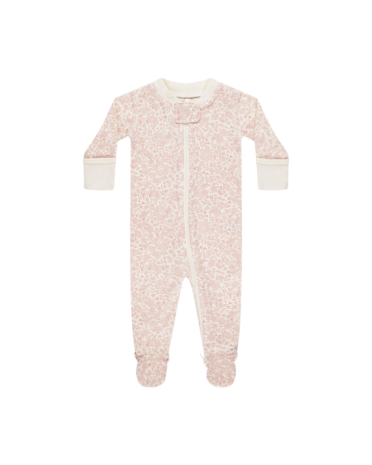 Quincy Mae Longsleeve Zipper Footie | Pink Blossom