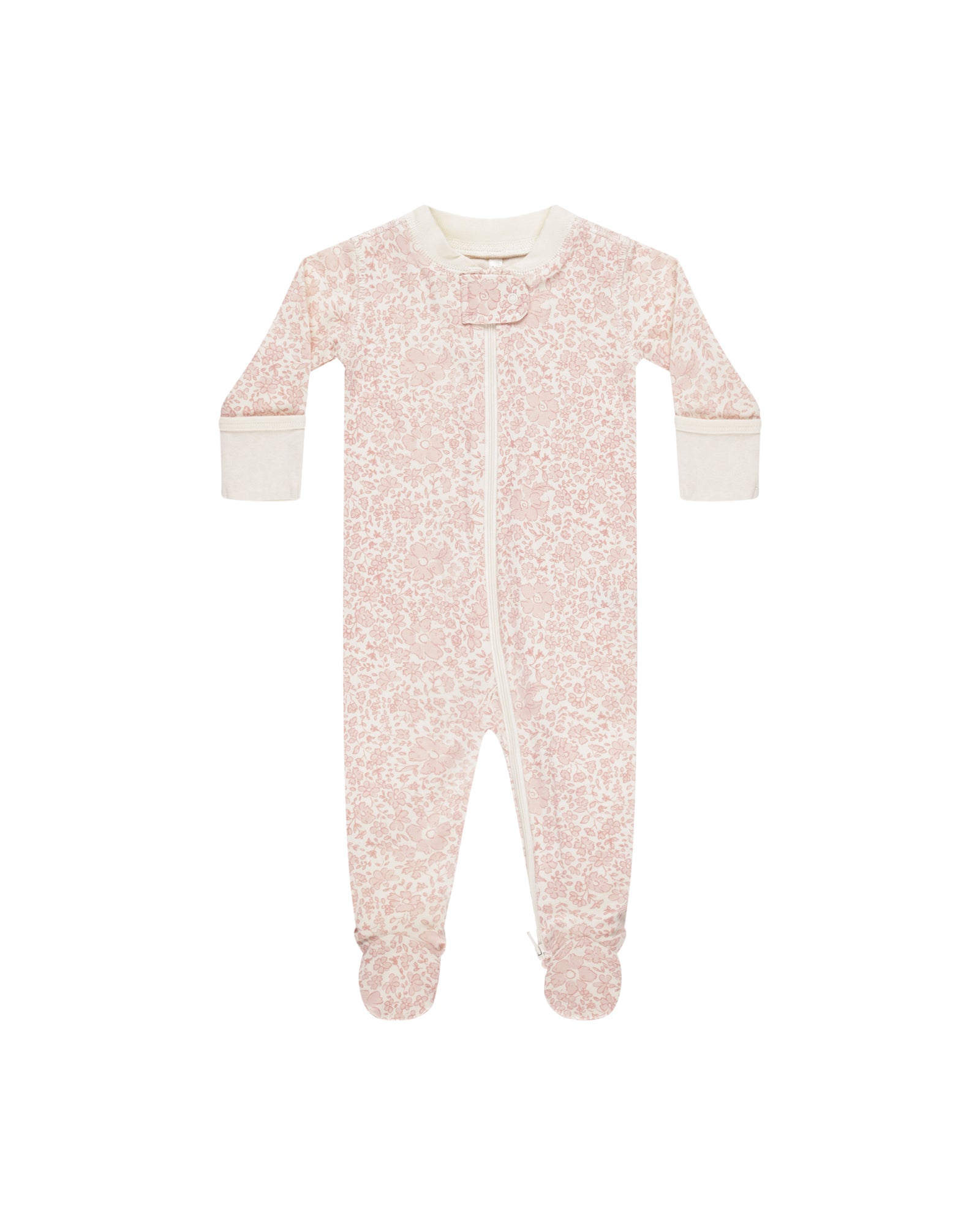 Quincy Mae Longsleeve Zipper Footie | Pink Blossom