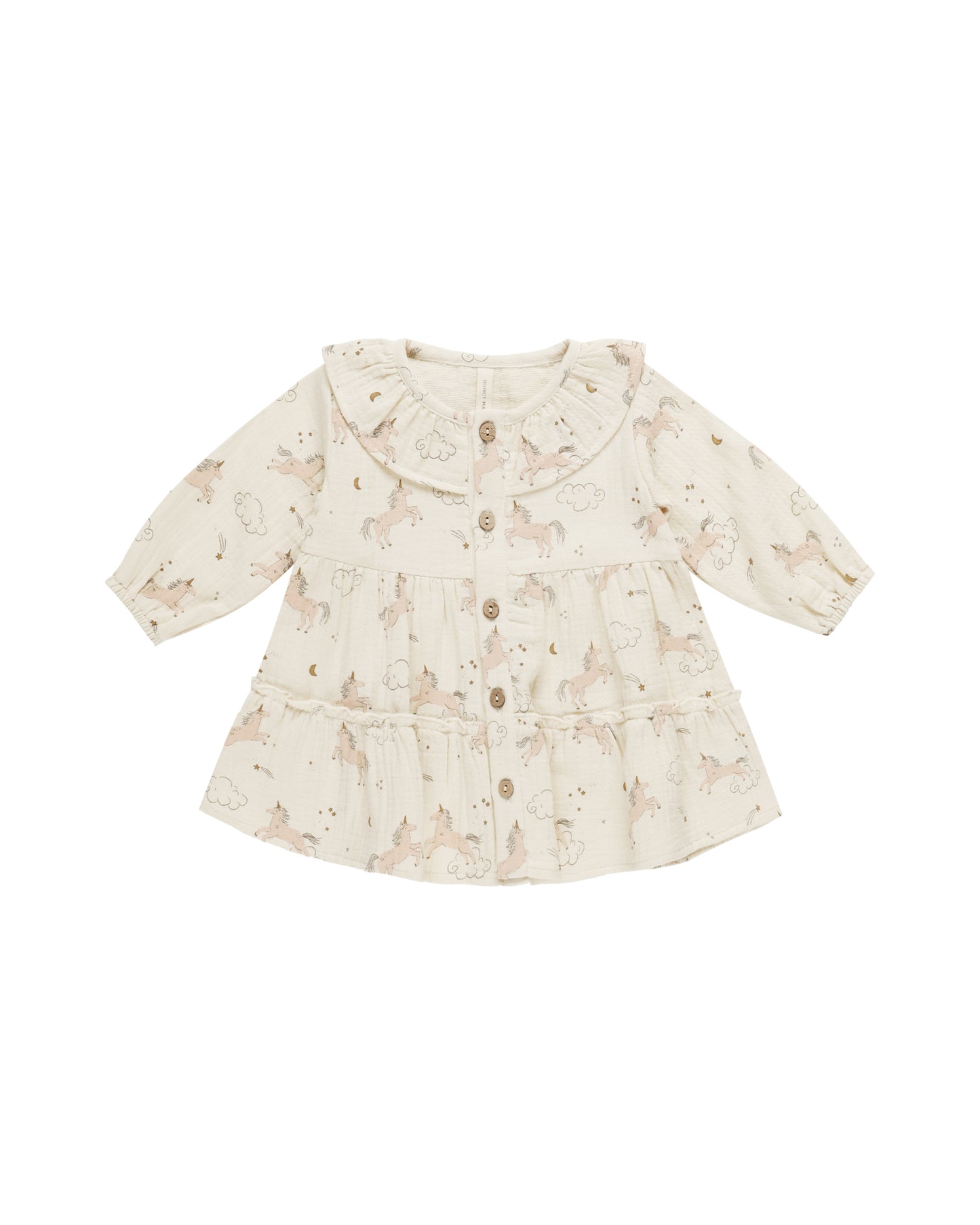 Quincy Mae Ruffle Collar Button Dress | Unicorns