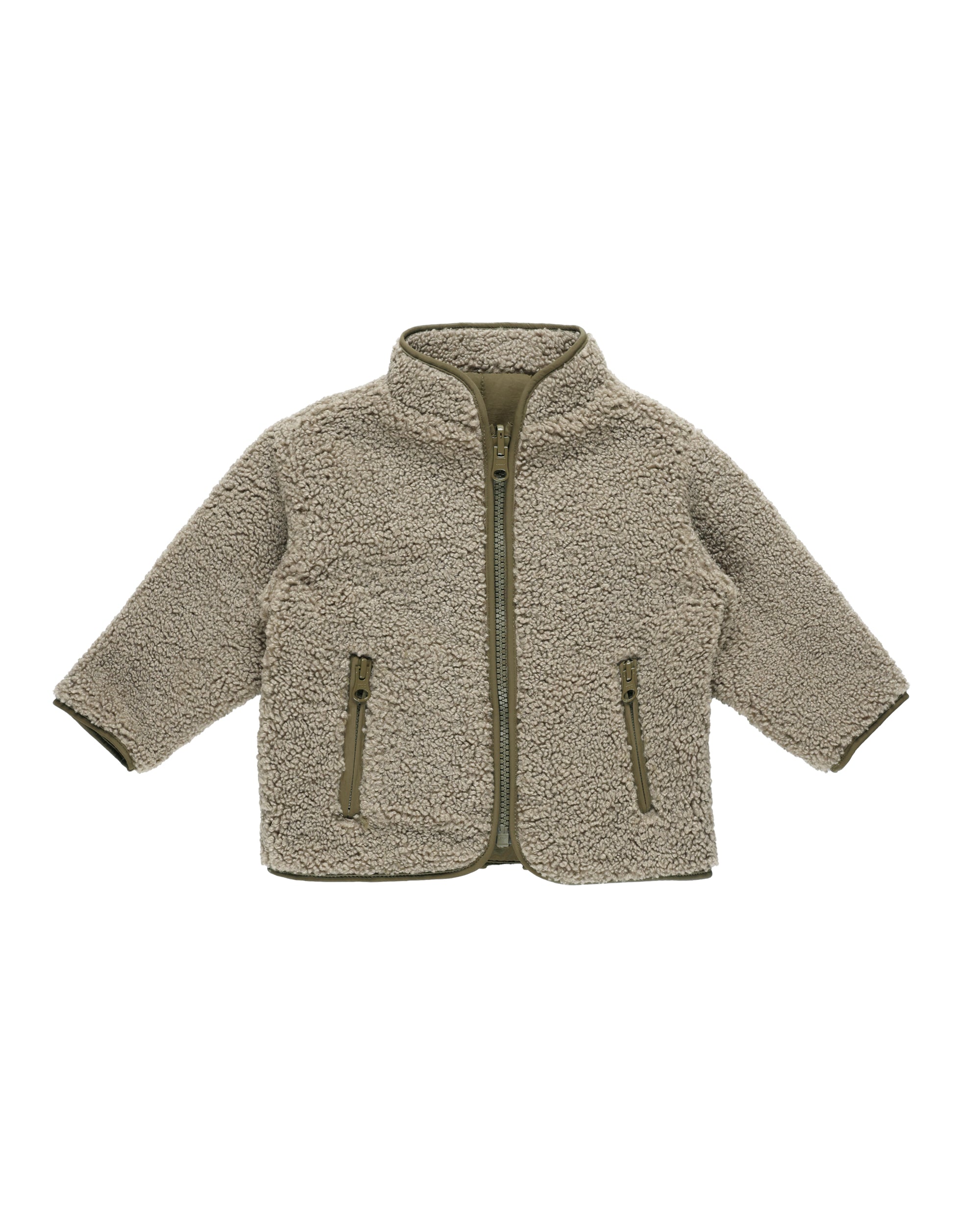 Quincy Mae Shearling Zip Jacket | Olive