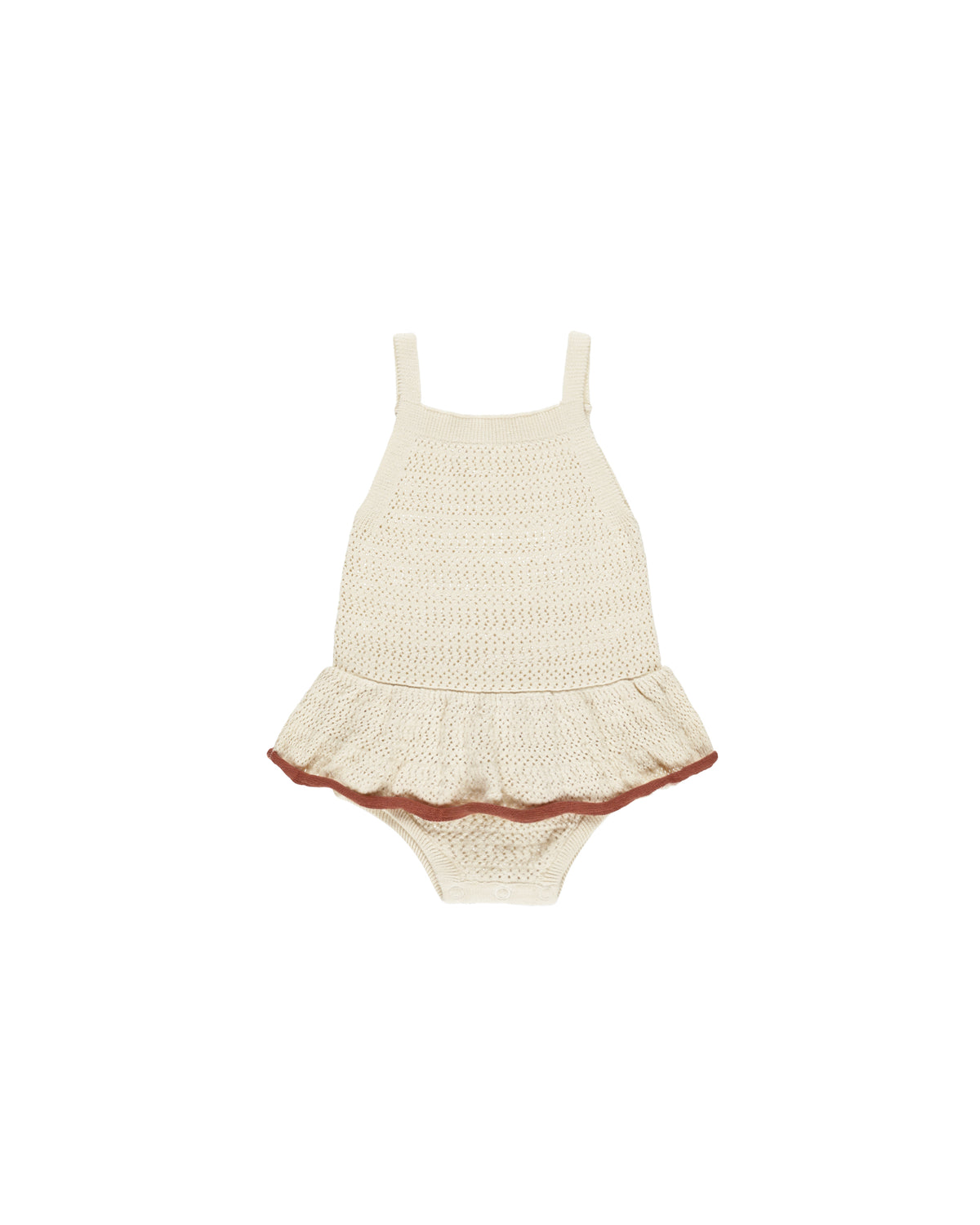 Rylee + Cru Crochet Ruffle Romper | Natural