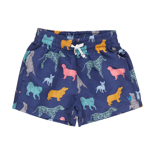 Pink Chicken Boys Swim Trunk | Navy Dogs