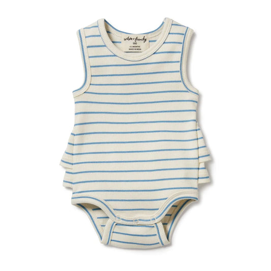 Wilson + Frenchy Organic Ruffle Bodysuit | Petite Blue