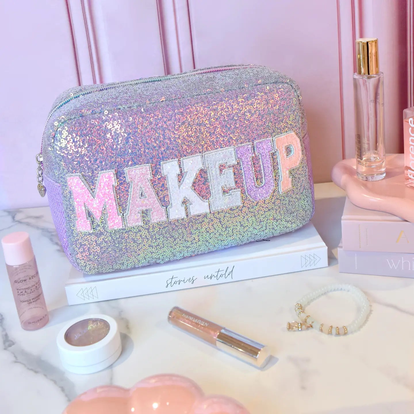 OMG Accessories Sequin Makeup Pouch