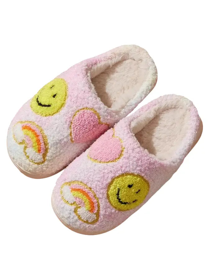 Pastel Rainbow Smiley Slippers