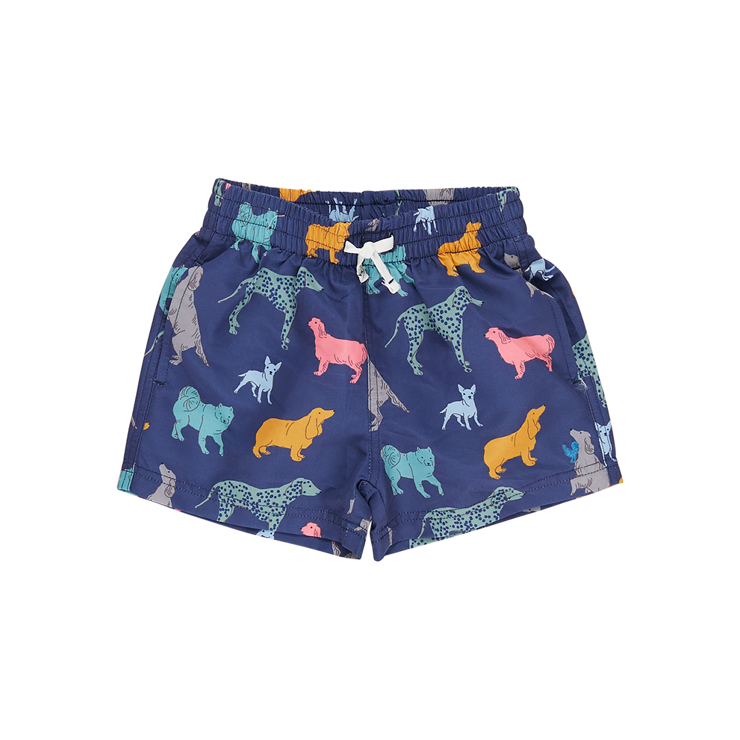 Pink Chicken Baby Boy Swim Trunk | Navy Dogs