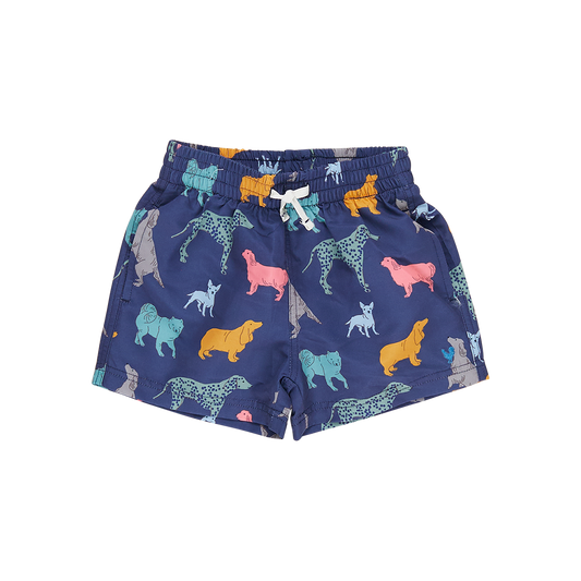 Pink Chicken Baby Boy Swim Trunk | Navy Dogs