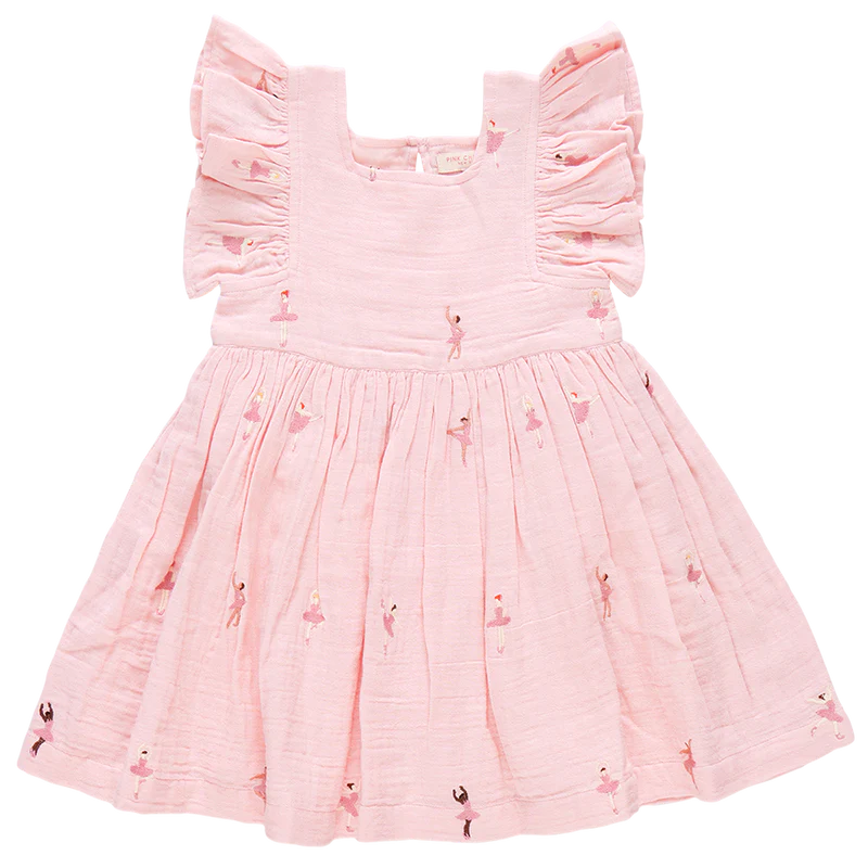 Pink Chicken Girls Elsie Dress | Ballerina Embroidery