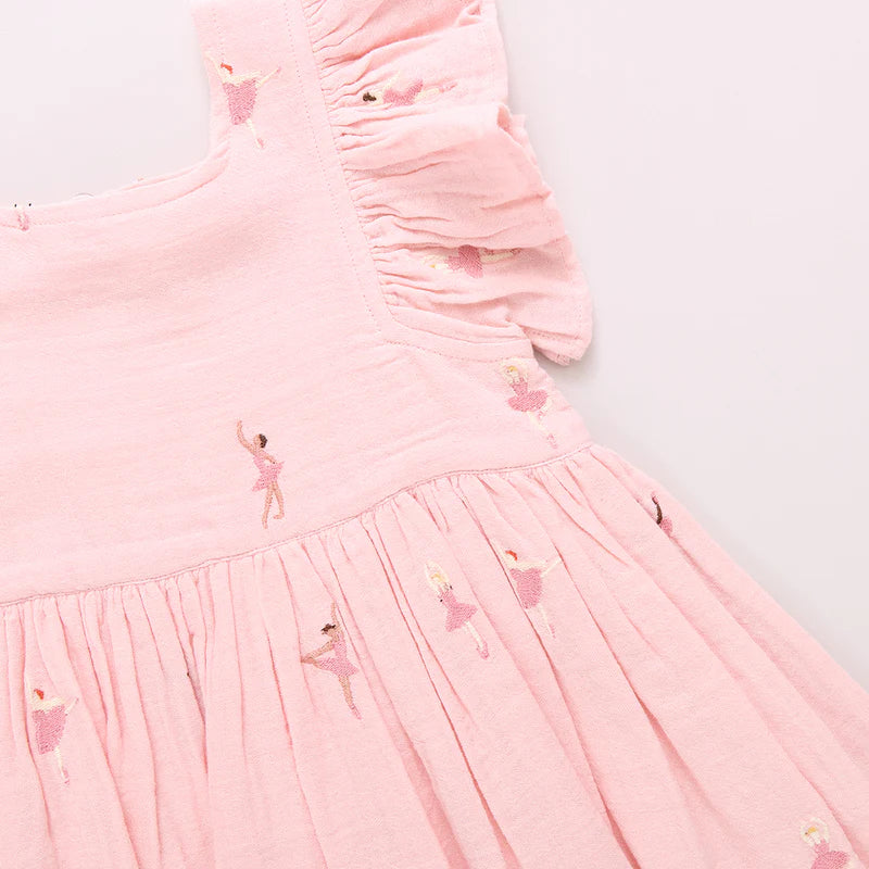 Pink Chicken Girls Elsie Dress | Ballerina Embroidery