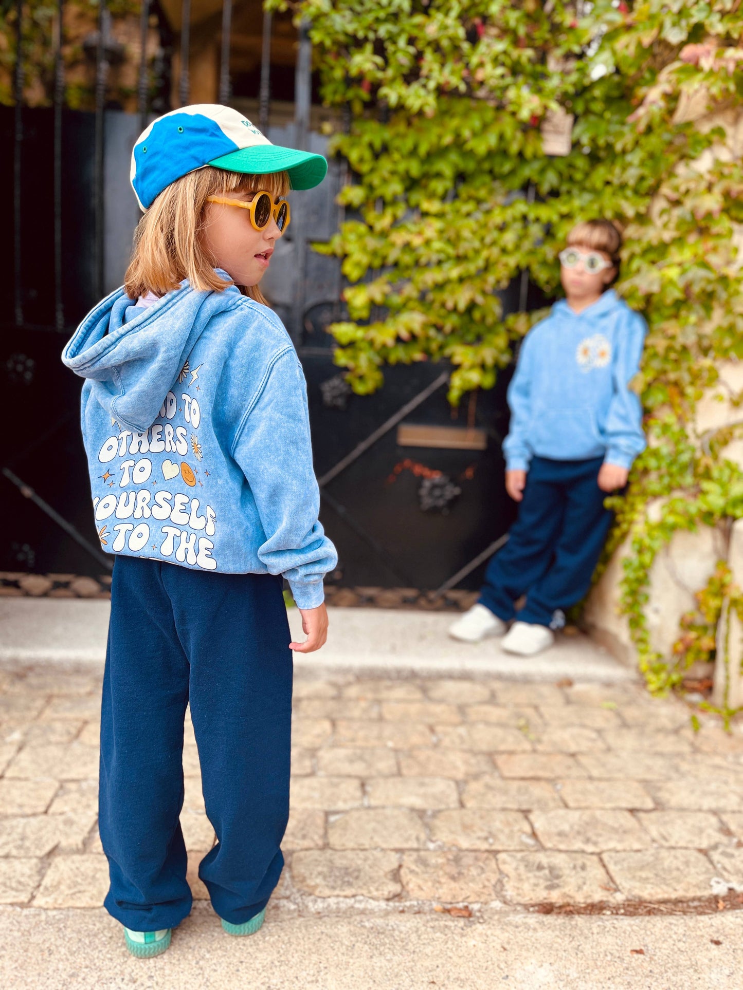 Port 213 Kids Be Kind Hoodie | Washed Blue