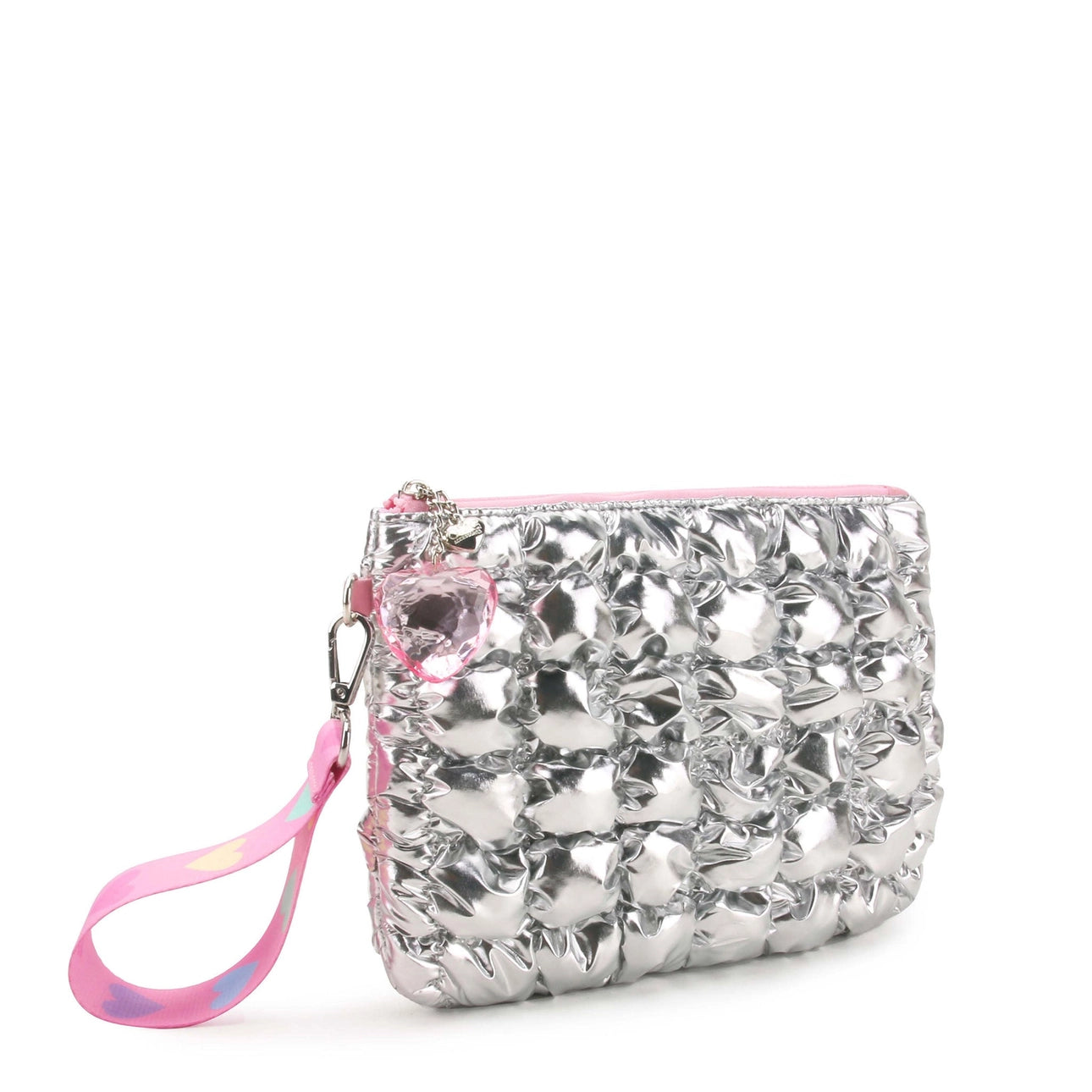 OMG Accessories Quilted Scrunchies Silver Wristlet