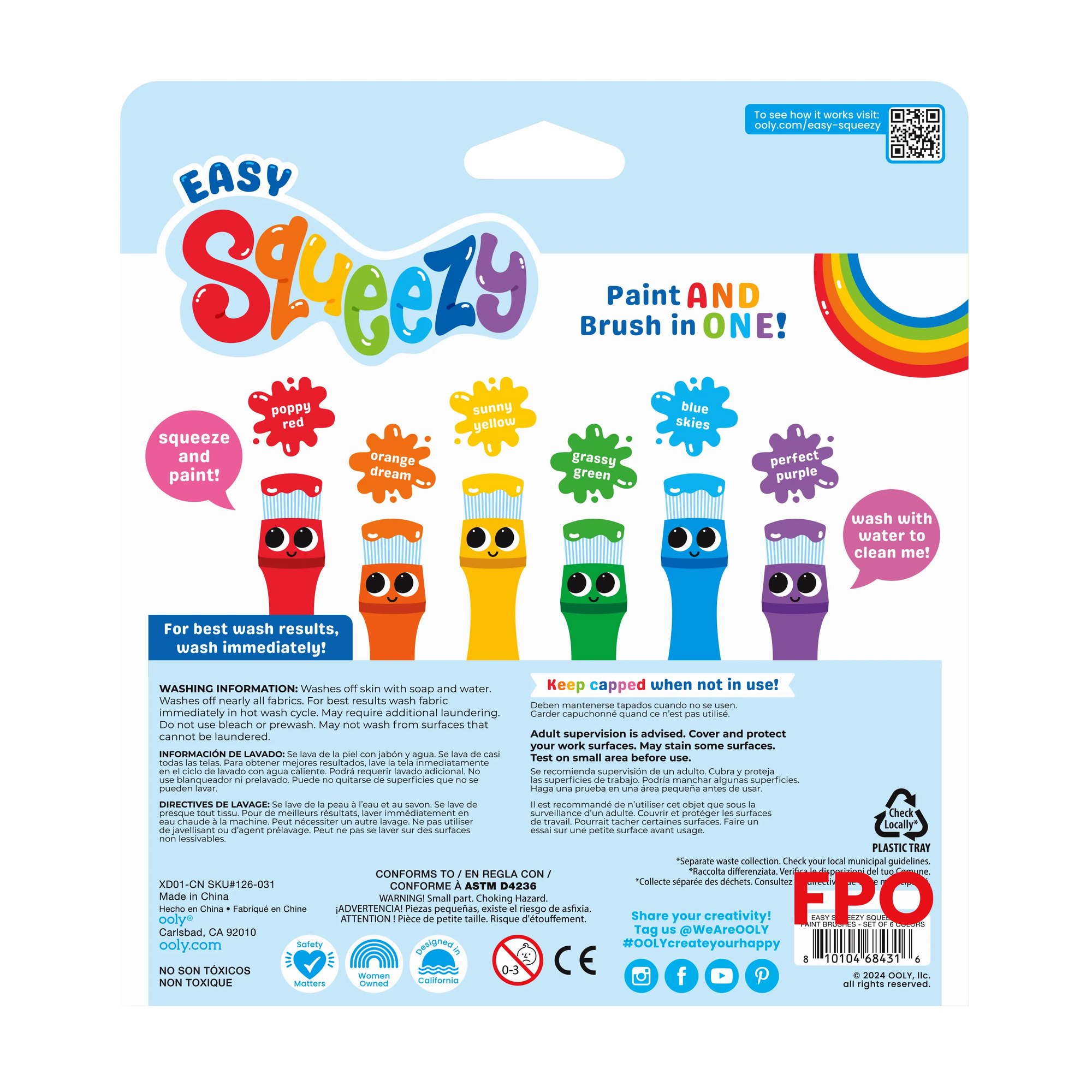 OOLY Easy Squeezy Squeezable Poster Paint Brushes