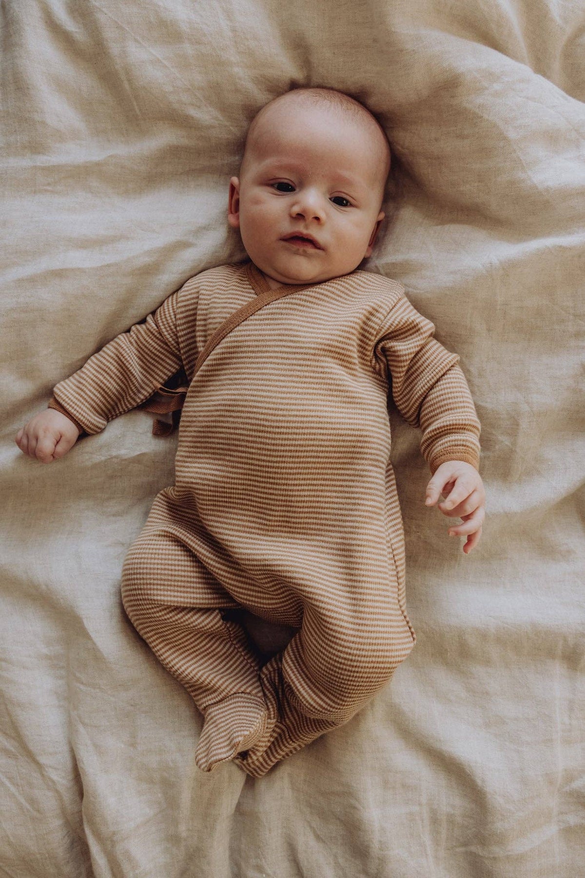 Finch &amp; Fable Wool Rib Footie | Fawn Stripe