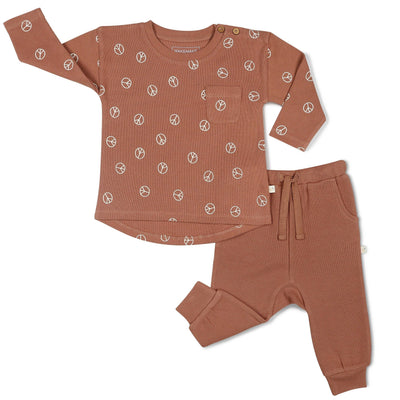 Makemake Organics Organic Long Sleeve Tee & Pant Set | Peace