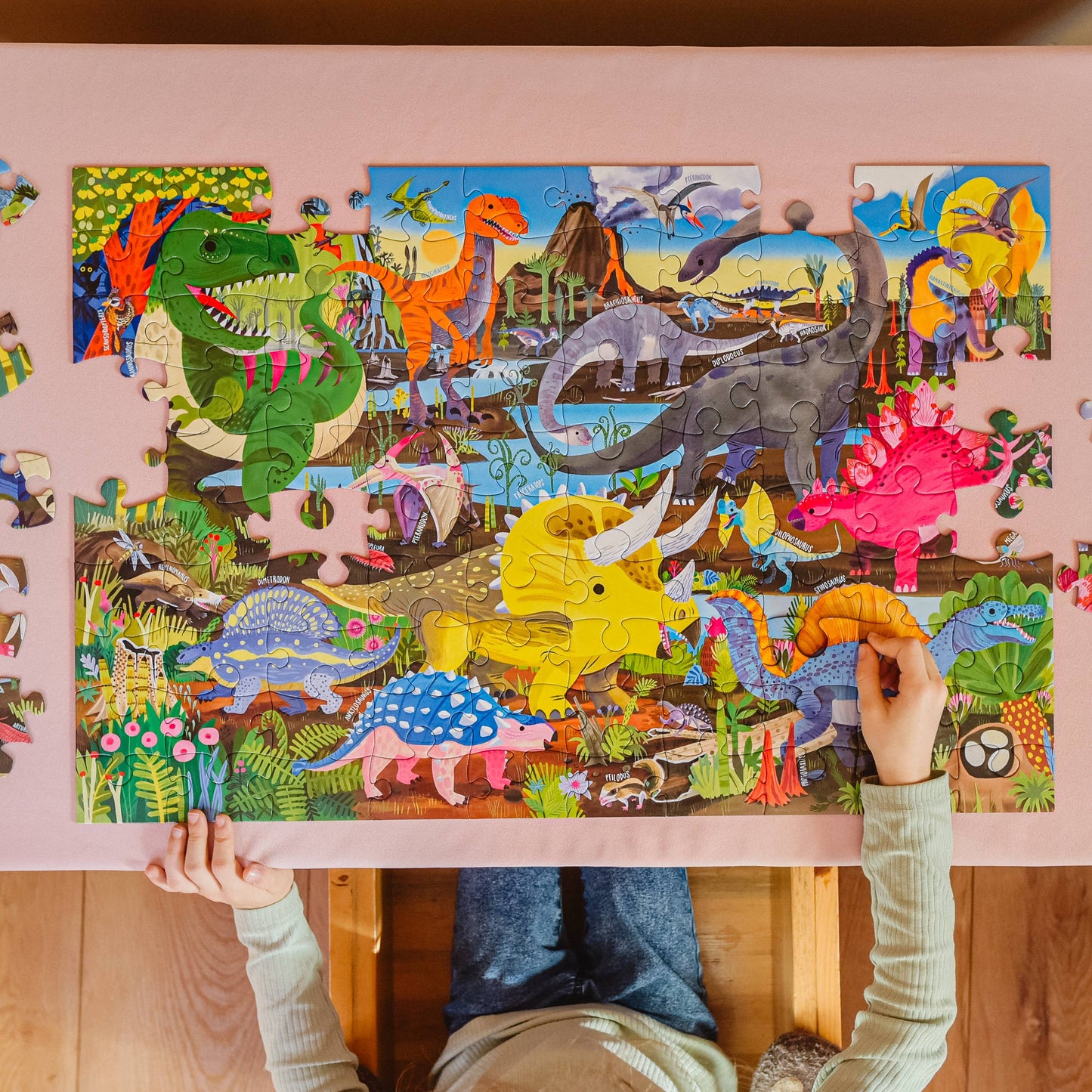 eeBoo Land of Dinosaurs 100 Piece Puzzle