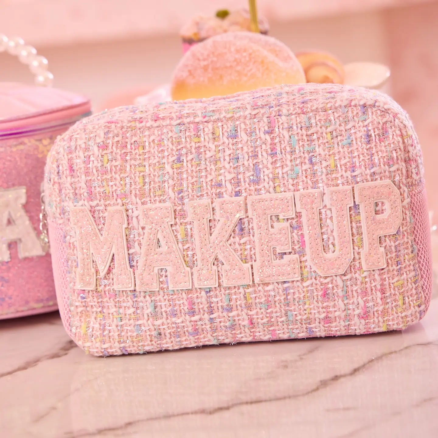 OMG Accessories Tweed Makeup Pouch