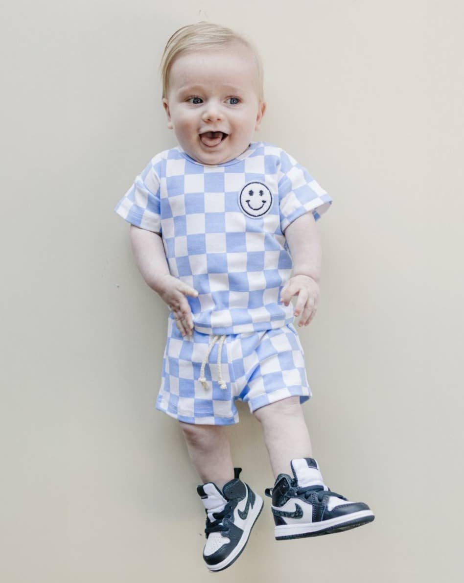 Checkered Shorts Set | Blue