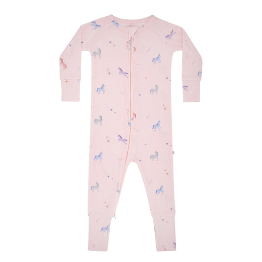 Brave Little Ones Bamboo Zip Romper | Unicorns