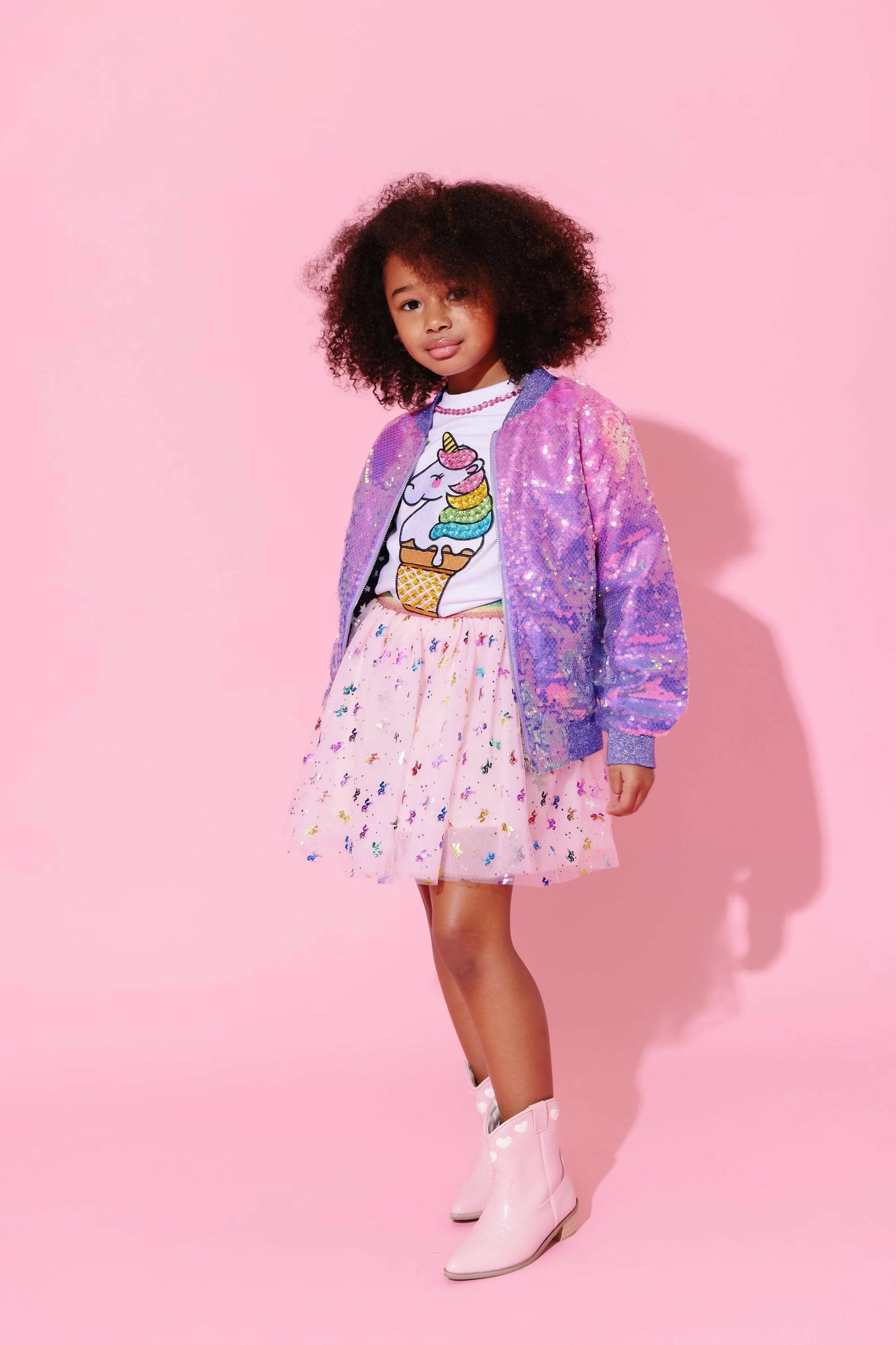 Lola and The Boys Lavender Haze Sequin Bomber