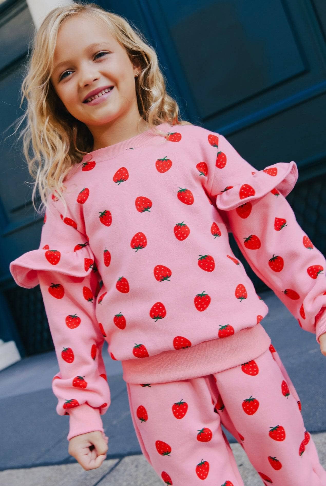 Lola and The Boys Strawberry Ruffles Jogger Set