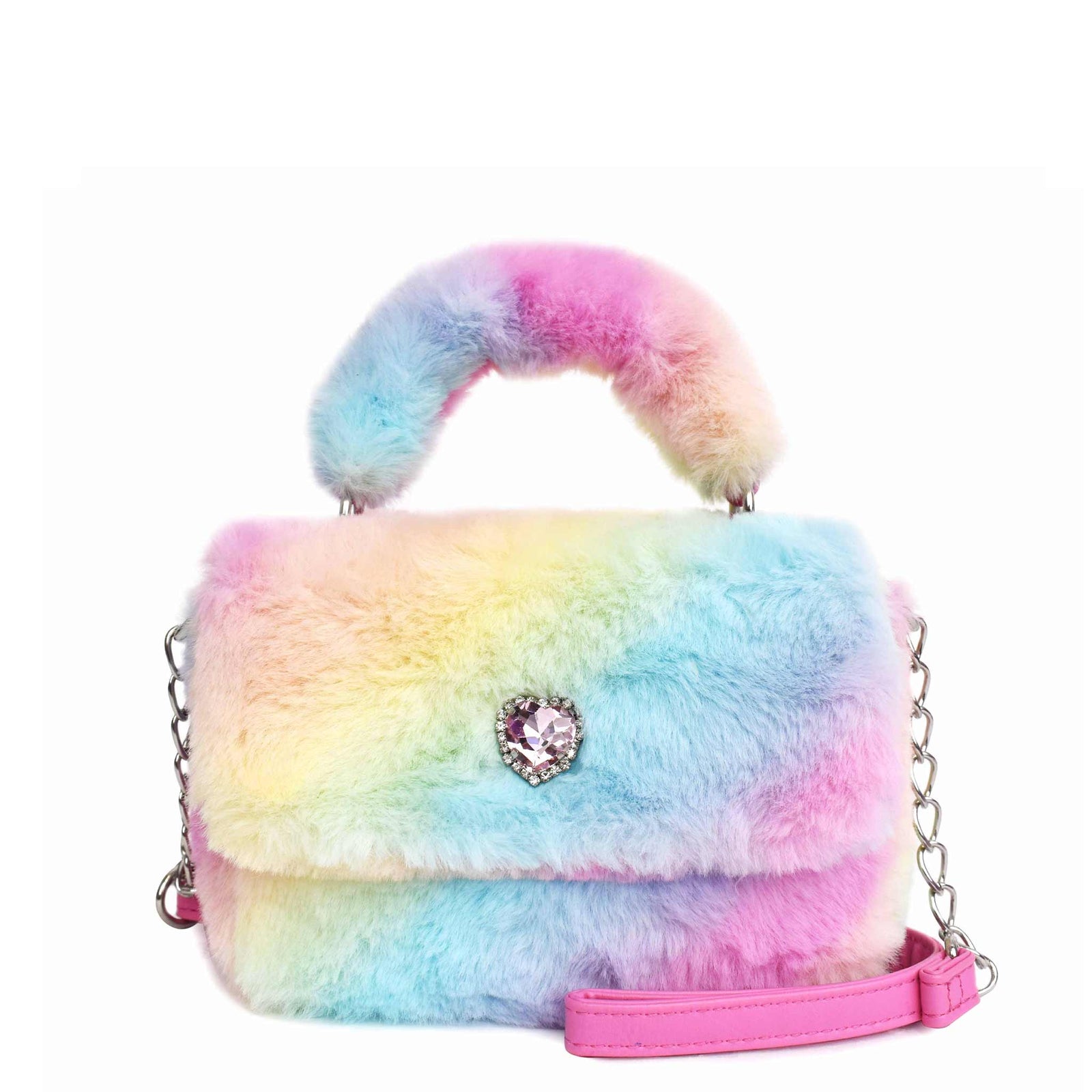 OMG Accessories Plush Tie Dye Heart Patched Medium Duffle Bag