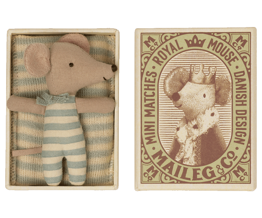 Baby Boy Sleepy/Wakey Mouse in Matchbox