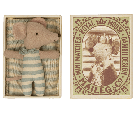 Baby Boy Sleepy/Wakey Mouse in Matchbox