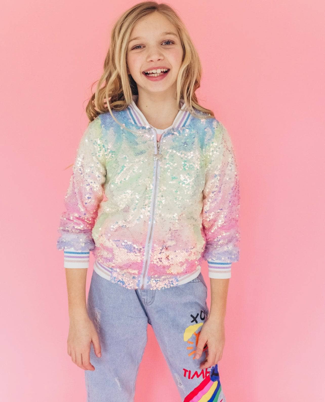 Lola and the Boys Icy Ombre Sequin Jacket